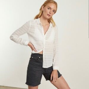 Everlane The Button Down Smock Top in White